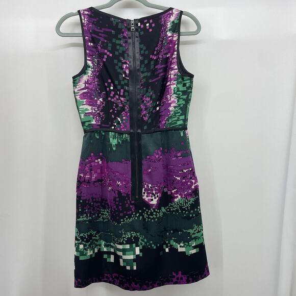 Laundry by Shelli Segal Size 2 Sheath Dress 100% SILK Multicolor Purple Pockets - Picture 6 of 6